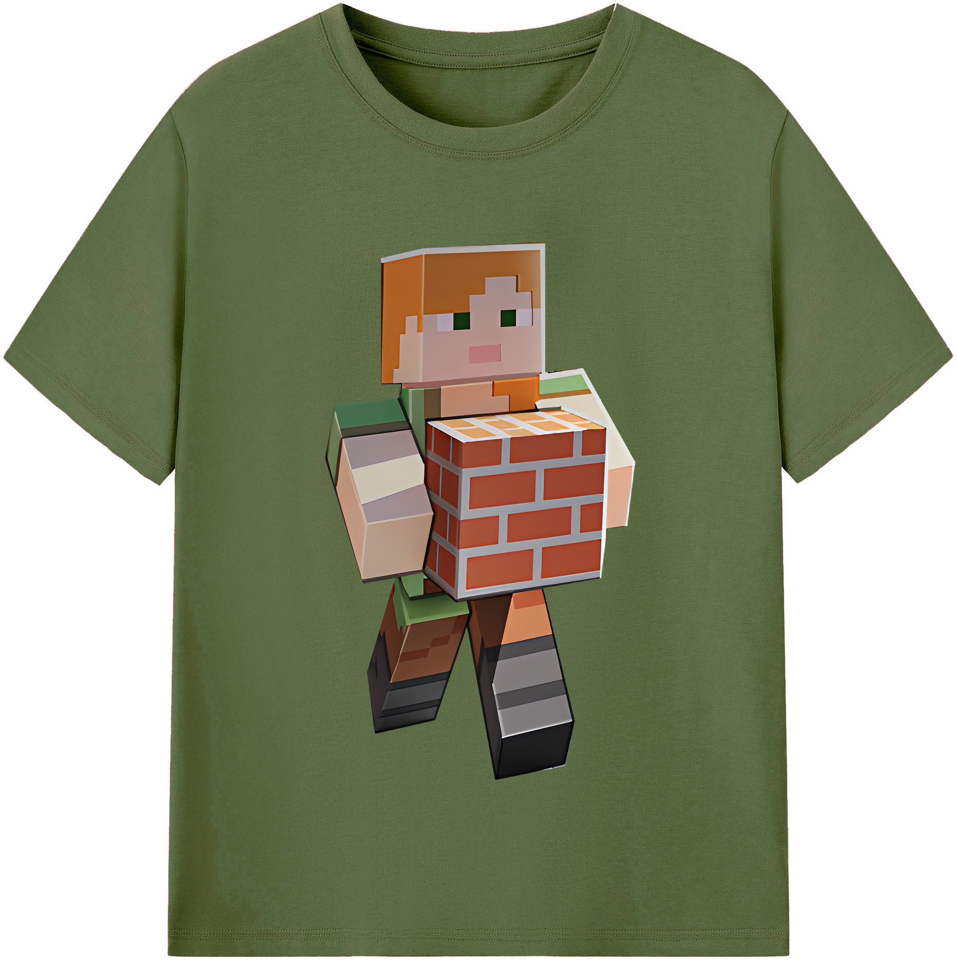 （画像用） マインクラフト ブロックの世界 Minecraft MC Block world 綿100％半袖Tシャツ（フロントプリント）